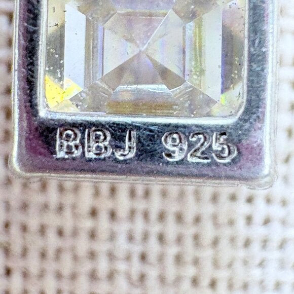 VTG Sterling Silver 925 Blue & White CZ Pendant Necklace Size 18" Adjustable - Picture 7 of 15